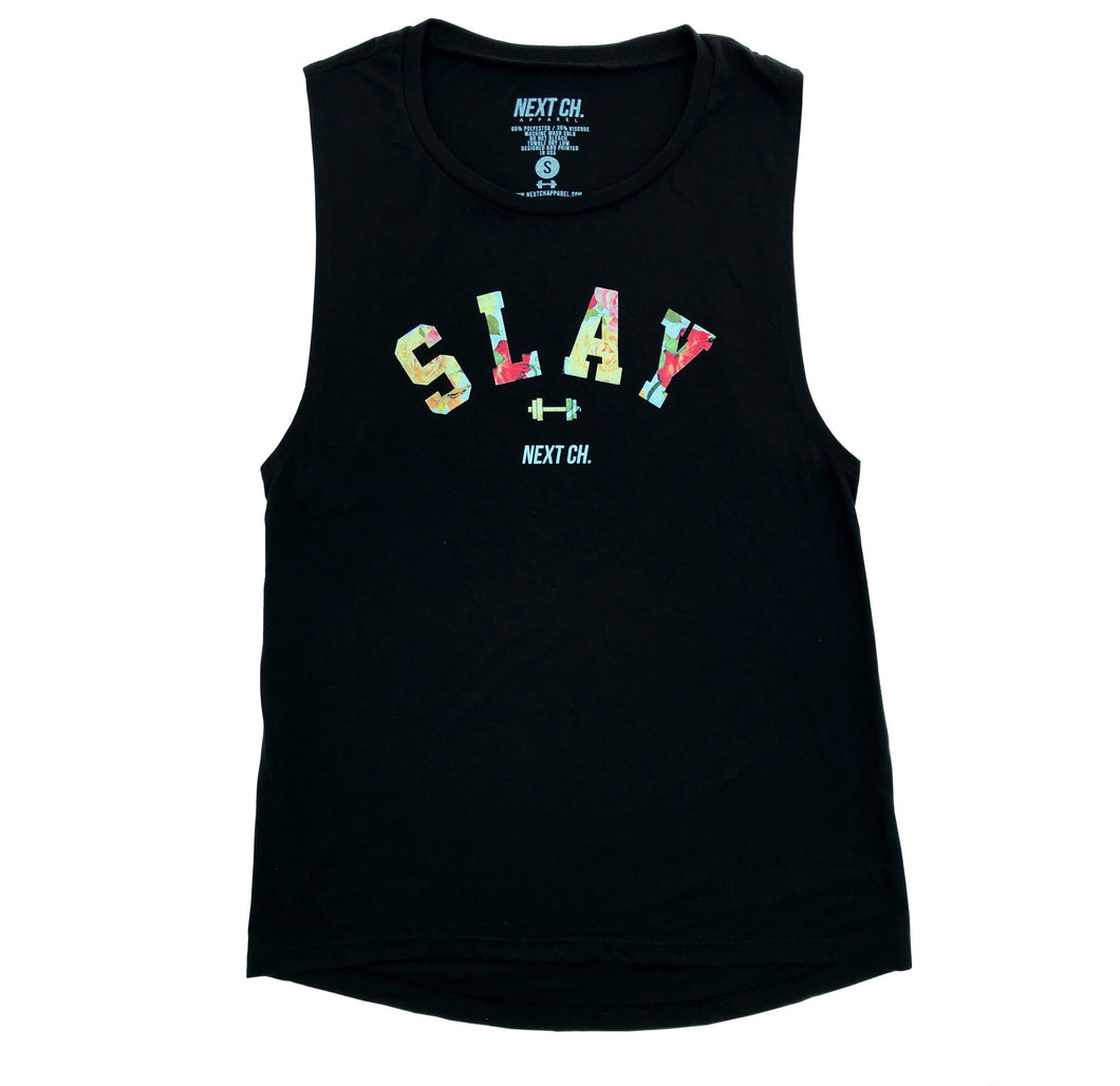 Slay Floral Muscle Tank - Black